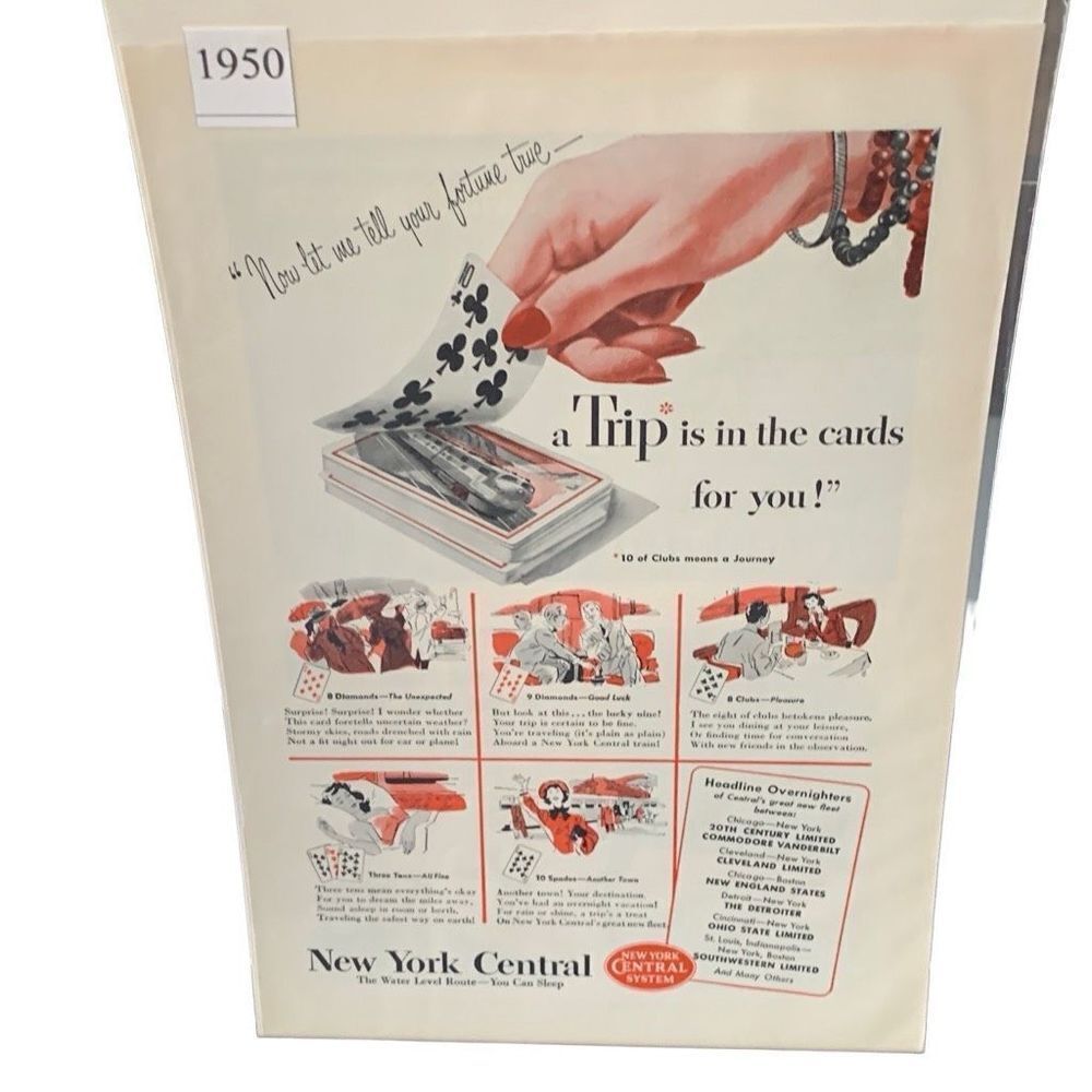 Vintage 1950 New York Central A Trip Is In The Cards For You Ad Advertisment
